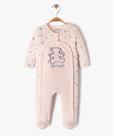 GEMO Pyjama en velours ouverture devant motif fleurs et ourson bébé - LuluCastagnette Rose