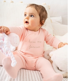 GEMO Pyjama bébé ouverture devant avec message brodé Rose