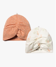 GEMO Bonnet naissance en jersey imprimé et torsadé (lot de 2) Rose