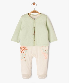 GEMO Ensemble 2 pièces bébé fille combinaison et gilet Vert