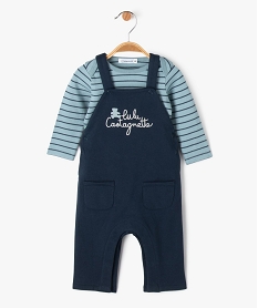 GEMO Ensemble body + salopette en molleton bébé garçon - LuluCastagnette Bleu