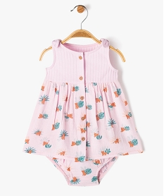 GEMO Ensemble 2 pièces bébé fille robe et culotte en coton Rose