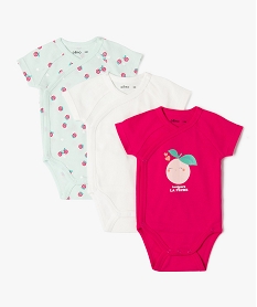 GEMO Body manches courtes ouverture devant bébé (lot de 3) Rose