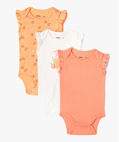 GEMO Bodies sans manches avec volants bébé fille (lot de 3) Orange