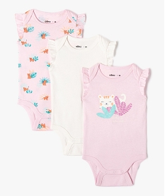 GEMO Bodies sans manches avec motifs de la jungle bébé fille (lot de 3) Violet