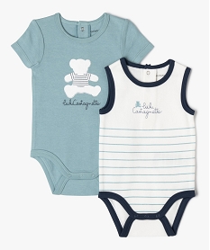 GEMO Bodies à manches courtes bébé garçon (lot de 2) - LuluCastagnette Bleu