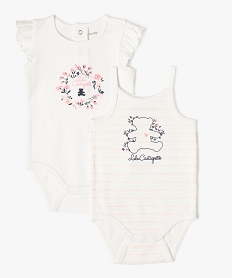 GEMO Bodies à manches courtes bébé fille (lot de 2) - LuluCastagnette blanc standard