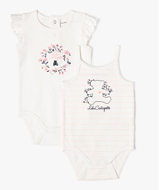 GEMO Bodies à manches courtes bébé fille (lot de 2) - LuluCastagnette Blanc