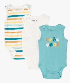 GEMO Bodies sans manches assortis bébé garçon (lot de 3) Bleu