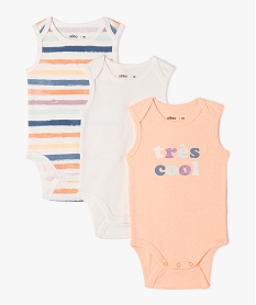 GEMO Bodies sans manches assortis bébé garçon (lot de 3) Orange