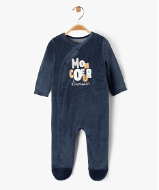 GEMO Pyjama en velours avec inscription multicolore bébé garçon navy