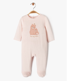 GEMO Pyjama dors-bien en velours à motif oursons bébé fille Rose