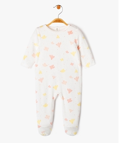 GEMO Pyjama en velours avec motifs oiseaux bébé fille Beige