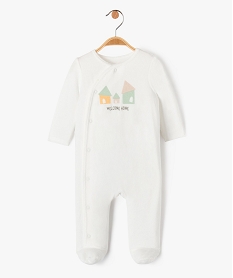GEMO Pyjama en velours doux ouverture devant et motif bébé Beige