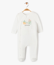 pyjama en velours doux ouverture devant et motif bebe beige pyjamas veloursJ861301_1