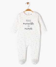 pyjama en velours avec message brode bebe blanc pyjamas veloursJ861801_1