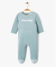 GEMO Pyjama dors-bien en velours avec message bébé Bleu