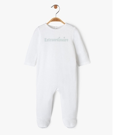 GEMO Pyjama dors-bien en velours avec message bébé Blanc