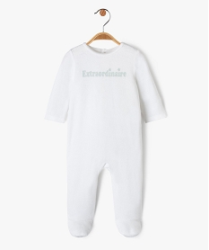 pyjama dors-bien en velours avec message bebe blanc pyjamas veloursJ862601_1