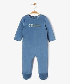 GEMO Pyjama dors-bien en velours avec message bébé bleu standard