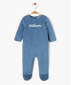 pyjama dors-bien en velours avec message bebe bleu pyjamas veloursJ862701_1