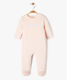 GEMO Pyjama dors-bien en velours avec message bébé fille rose standard