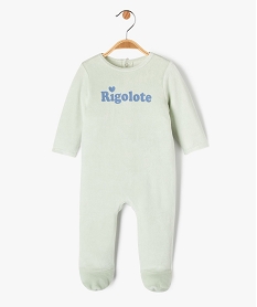 GEMO Pyjama dors-bien en velours avec message bébé fille vert standard