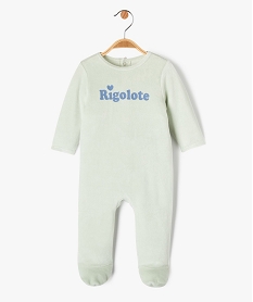 pyjama dors-bien en velours avec message bebe fille vert pyjamas veloursJ863001_1