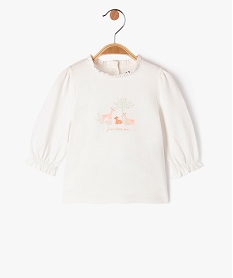 GEMO Tee-shirt à manches longues finitions froncées bébé fille Beige