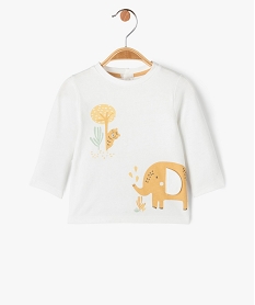 GEMO Tee-shirt manches longues dos boutonné imprimé bébé Blanc