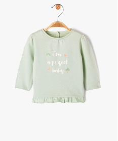 tee-shirt a manches longues avec volant dans le bas bebe fille vert tee-shirtsJ865201_1