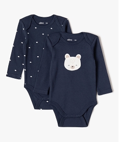 GEMO Body manches longues col US  imprimé bébé (lot de 2) Bleu