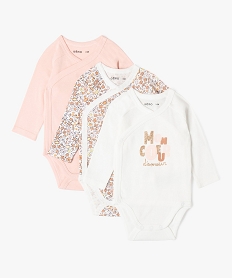 GEMO Body à manches longues et fermeture croisée bébé (lot de 3) Rose