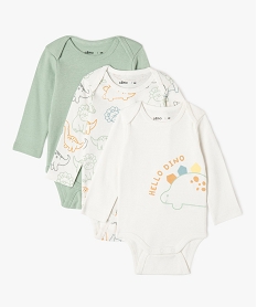 GEMO Bodies à manches longues avec motifs dinosaures bébé garçon Vert