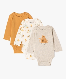 bodies a manches longues a motifs savane bebe garcon (lot de 3) brun body manches longuesJ866801_1