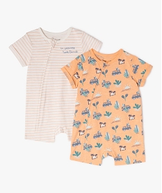 GEMO Combishort en coton avec fermeture zippée bébé garçon (lot de 2) Orange