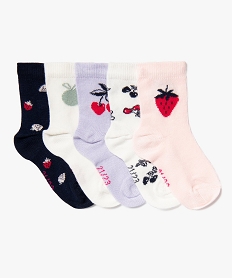 GEMO Chaussettes tige haute à motifs fruits bébé fille (lot de 5) Rose