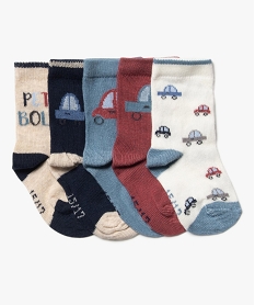 GEMO Chaussettes à motifs voitures bébé garçon (lot de 5) Bleu