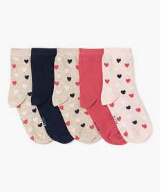 chaussettes fille a motifs coeurs tige haute (lot de 5) bleu chaussettesJ870401_1