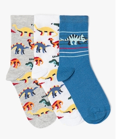 chaussettes tige haute motifs dinosaures garcon (lot de 3) blanc standardJ871601_1