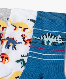 chaussettes tige haute motifs dinosaures garcon (lot de 3) blanc standardJ871601_2