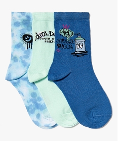 GEMO Chaussettes à motifs garçon (lot de 3) bleu standard