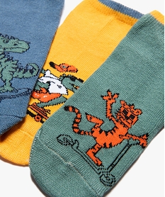 chaussettes ultra courtes imprimees animaux garcon bleu standardJ872201_2