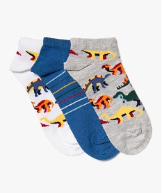 GEMO Chaussettes ultra courtes à motifs dinosaures garçon (lot de 3) blanc standard