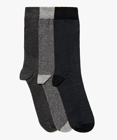 GEMO Chaussettes hautes à micro motifs homme (lot de 3) noir standard