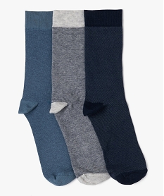 GEMO Chaussettes hautes à micro motifs homme (lot de 3) Bleu