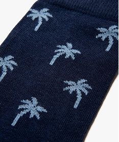 chaussettes hautes a motif palmiers homme (lot de 2) bleuJ872901_3