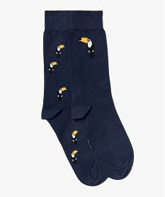 chaussettes hautes a motif toucan homme (lot de 2) bleuJ873101_1
