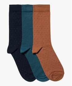 GEMO Chaussettes à motifs pois homme (lot de 3) vert standard