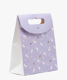 sac cadeau a rabat avec poignee integree motif licorne violetJ874801_1